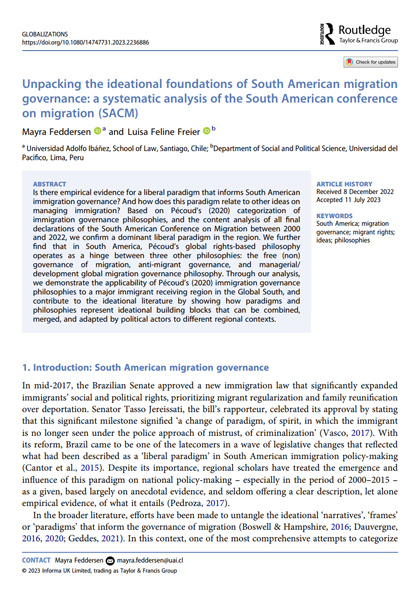 Unpacking the ideational foundations of South American migration governance: a systematic analysis of the South American conference on migration (SACM)